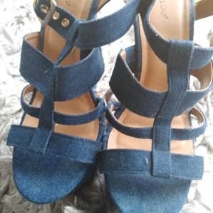 Blue Jean Bamboo wedge heel